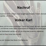 Wir trauern um Volker Karl