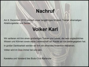 Volker Karl Nachruf